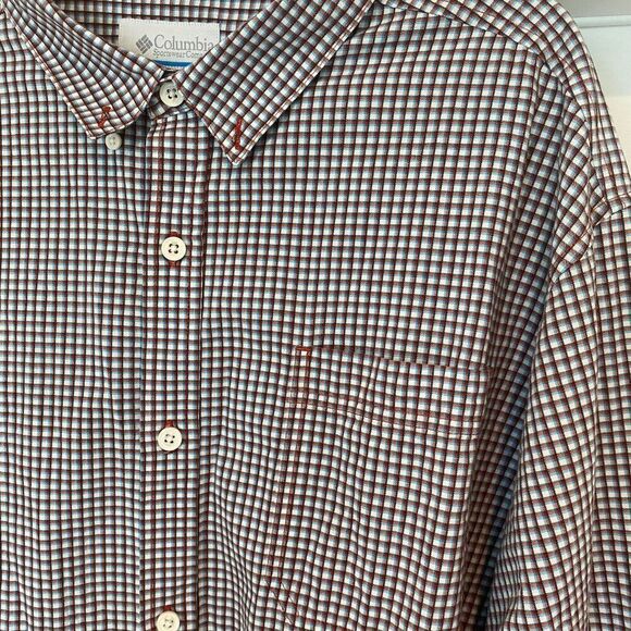 Columbia 100% Cotton Plaid Check Button Down Long Sleeve Classic Fit, XXL - Picture 2 of 10